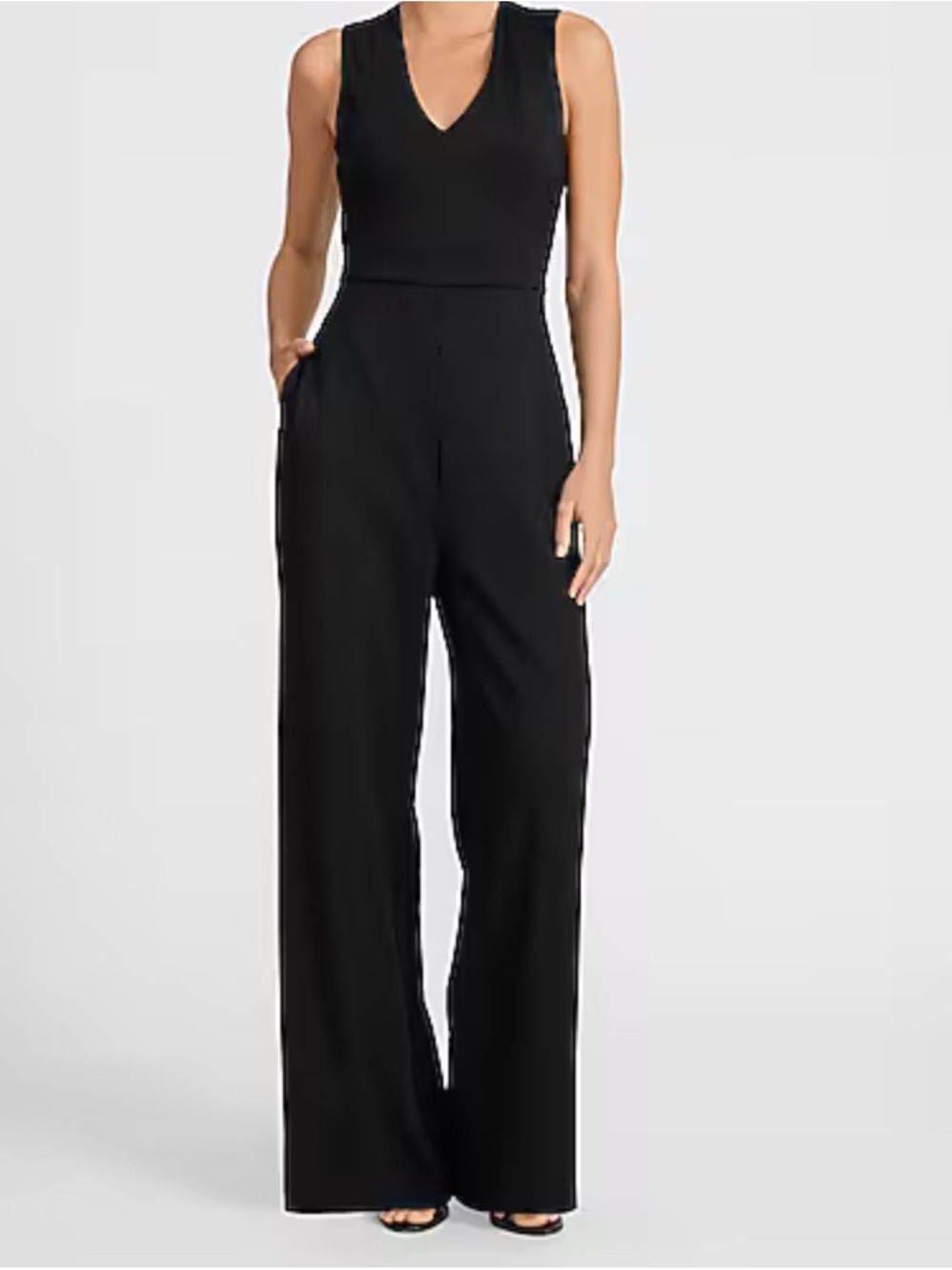 NWT Express Black Cross-Back Wide-Leg Jumpsuit